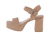 WOMAN'S SHOES NUDE PU LEATHER HEELS MACEY