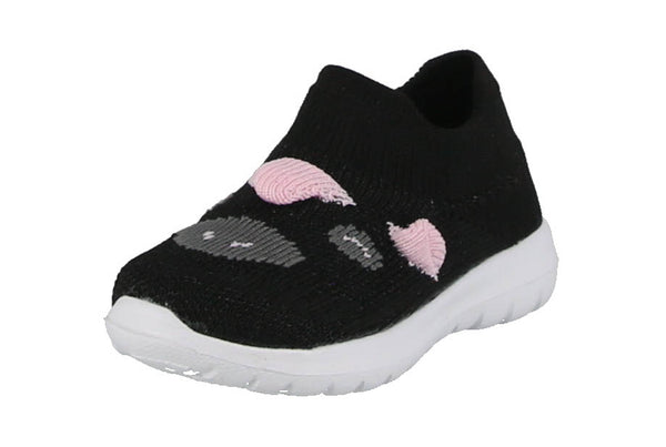 BABY'S SHOES BLACK PINK FABRIC SNEAKERS 39691-18