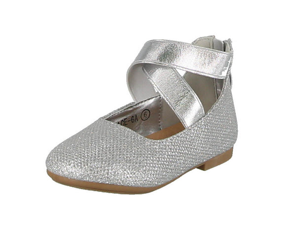 KID'S SHOES SILVER GLITTER FLATS ACE-6A