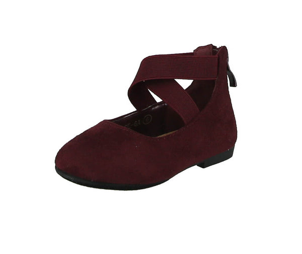 KID'S SHOES WINE SUEDE FLATS ACE-6A