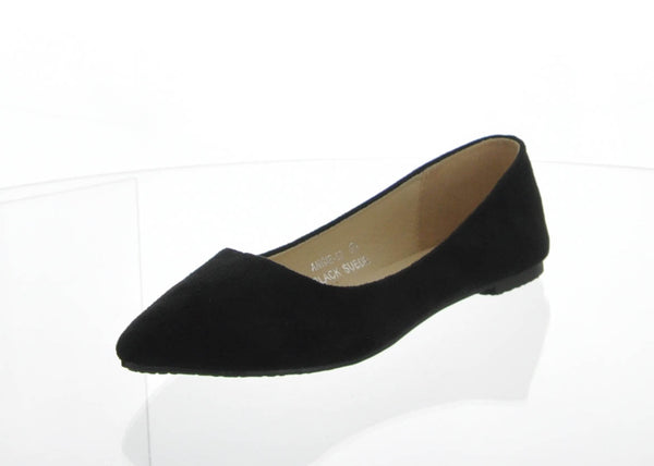 WOMAN'S SHOES BLACK SUEDE FLATS ANGIE-53
