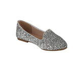 KID'S SHOES SILVER PU LEATHER GLITTER FLATS ANNA-78K