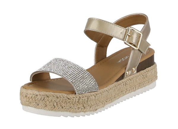 WOMAN'S SHOES GOLD GLITTER/PU WEDGE SANDAL CANDIDE-3