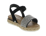 BABY'S SHOES BLACK GLITTER/NUB WEDGE SANDAL CANDIDE-3A