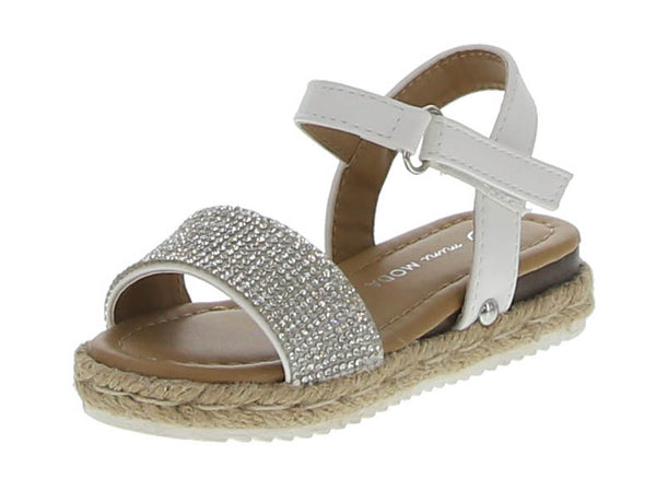 BABY'S SHOES WHITE GLITTER/PU WEDGE SANDAL CANDIDE-3A