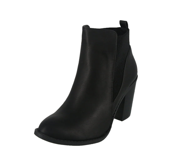 WOMAN'S SHOES BLACK PU BOOTIES HEATHER-5