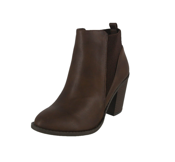 WOMAN'S SHOES BROWN PU BOOTIES HEATHER-5