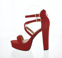WOMAN'S SHOES RED PU HEELS LOVELY-1