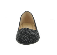 WOMAN'S SHOES BLACK GLITTER SUEDE FLATS PHASE-21