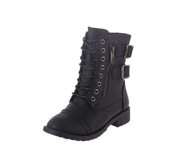 BABY'S SHOES BLACK PU BOOTS POET-1A