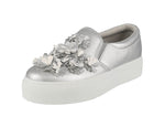 WOMAN'S SHOES SILVER PU LEATHER STEP IN SNEAKERS ROYAL-03A