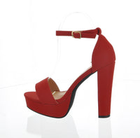 WOMAN'S SHOES RED SUEDE HEELS THOMAS-52