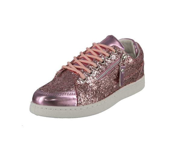 WOMAN'S SHOES PINK GLITTER TENNIS SNEAKERS ULTRA-49