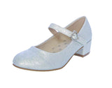 KID'S SHOES SILVER GLITTER HEELS AMENITY-35K