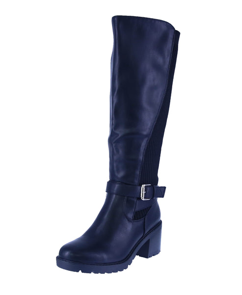 WOMAN'S SHOES BLACK PU BOOTS AQUA-1