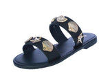 KID'S SHOES BLACK RAFFIA SANDALS ARIA-8K