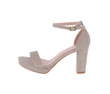 WOMAN'S SHOES ROSE GOLD GLITTER HEELS ASIA-1
