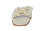 WOMAN'S SHOES BEIGE LINEN SANDALS AUTUMN-27