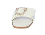 WOMAN'S SHOES IVORY LINEN SANDALS AUTUMN-27
