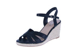 WOMAN'S SHOES BLACK PU LEATHER ESPADRILLE WEDGE SANDAL AVERY