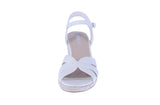 WOMAN'S SHOES BONE PU LEATHER ESPADRILLE WEDGE SANDAL AVERY
