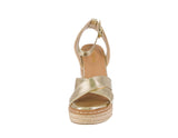 WOMAN'S SHOES GOLD METALLIC WEDGE HIGH HEEL SANDAL BASSET