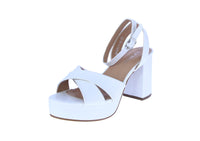 WOMAN'S SHOES WHITE PU LEATHER HEELS BEVERLY-32