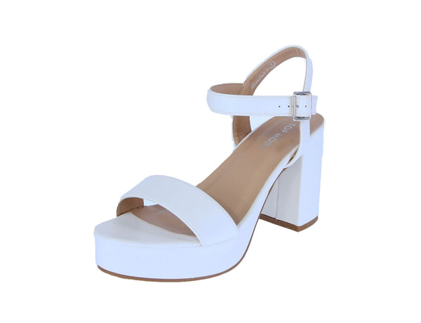 WOMAN'S SHOES WHITE PU LEATHER HEELS BEVERLY-5