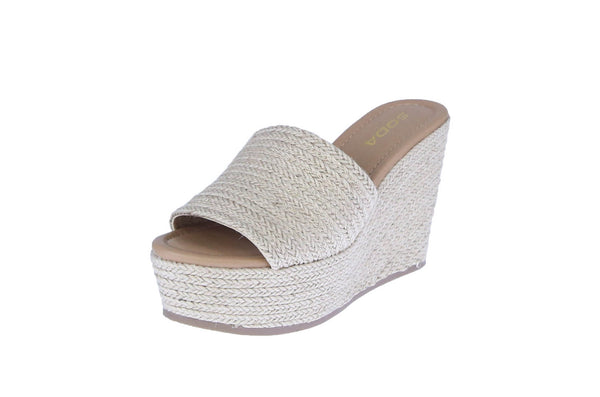 WOMAN'S SHOES BEIGE/JUTE RAFFIA WEDGE SANDAL BOUNTY