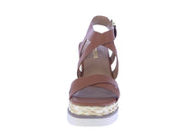 WOMAN'S SHOES TAN PU LEATHER WEDGE SANDAL CALINA