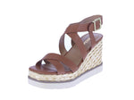 WOMAN'S SHOES TAN PU LEATHER WEDGE SANDAL CALINA