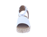 WOMAN'S SHOES WHITE PU LEATHER WEDGE SANDAL CANDIDE-1