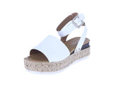 WOMAN'S SHOES WHITE PU LEATHER WEDGE SANDAL CANDIDE-1