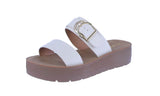 WOMAN'S SHOES CREAM PU LEATHER SANDALS CANDOR