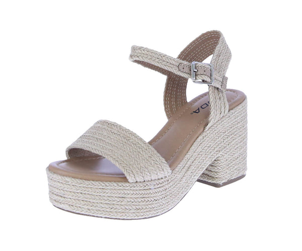 WOMAN'S SHOES JUTE RAFFIA WEDGE SANDAL CASTLE