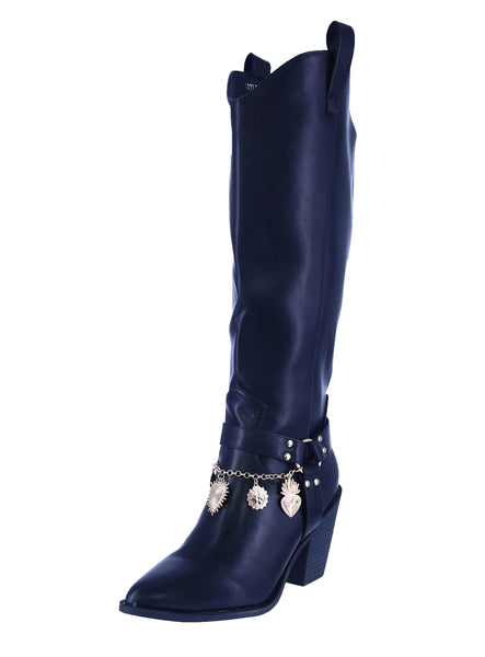 WOMAN'S SHOES BLACK PU LEATHER BOOTS CATTLE-73