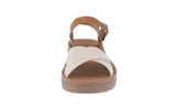 WOMAN'S SHOES BEIGE RAFFIA/TAN NUB SANDALS CHESTER