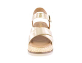 WOMAN'S SHOES GOLD METALLIC WEDGE SANDAL CLEVER