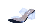 WOMAN'S SHOES BLACK NUB/CLEAR HEELS CYRA-5