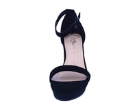 WOMAN'S SHOES BLACK NUB WEDGE HIGH HEEL SANDAL DALIA-54