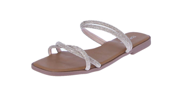 WOMAN'S SHOES ROSE GOLD STONE/GLITTER SANDALS DOHA-24