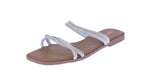 WOMAN'S SHOES SILVER STONE/GLITTER SANDALS DOHA-24