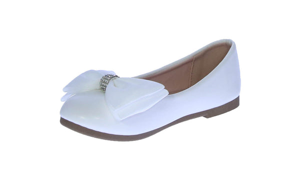 KID'S SHOES WHITE PU LEATHER FLATS DOTHAN-8K