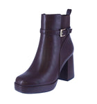 WOMAN'S BOOTIES BROWN PU LEATHER DOVER-33