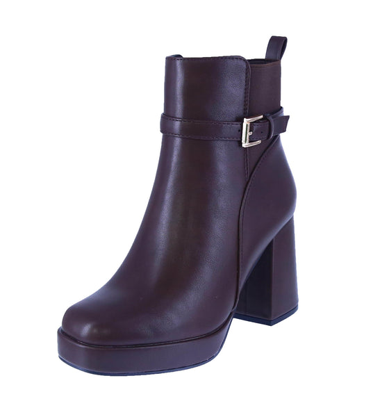 WOMAN'S BOOTIES BROWN PU LEATHER DOVER-33