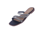 WOMAN'S SHOES BLACK GLITTER PU SANDALS DUBAII-4