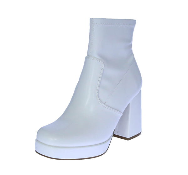 WOMAN'S BOOTIES WHITE PU LEATHER EAST-1