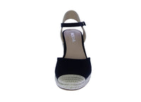 WOMAN'S SHOES BLACK ESPADRILLE WEDGE SANDAL ELFIN