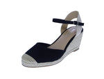 WOMAN'S SHOES BLACK ESPADRILLE WEDGE SANDAL ELFIN