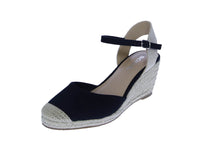 WOMAN'S SHOES BLACK ESPADRILLE WEDGE SANDAL ELFIN